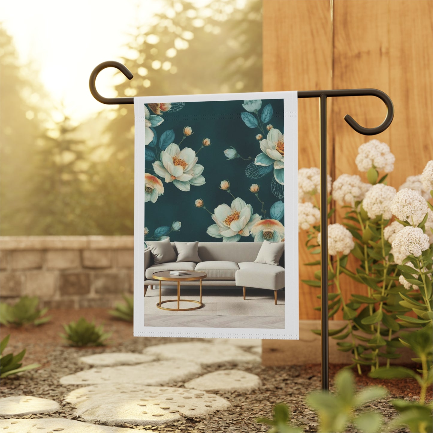Floral Garden Banner — Teal Magnolia Outdoor/Indoor Decorative Flag