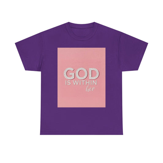 Empowering Unisex Heavy Cotton Tee - 'HE IS WITHIN HER'