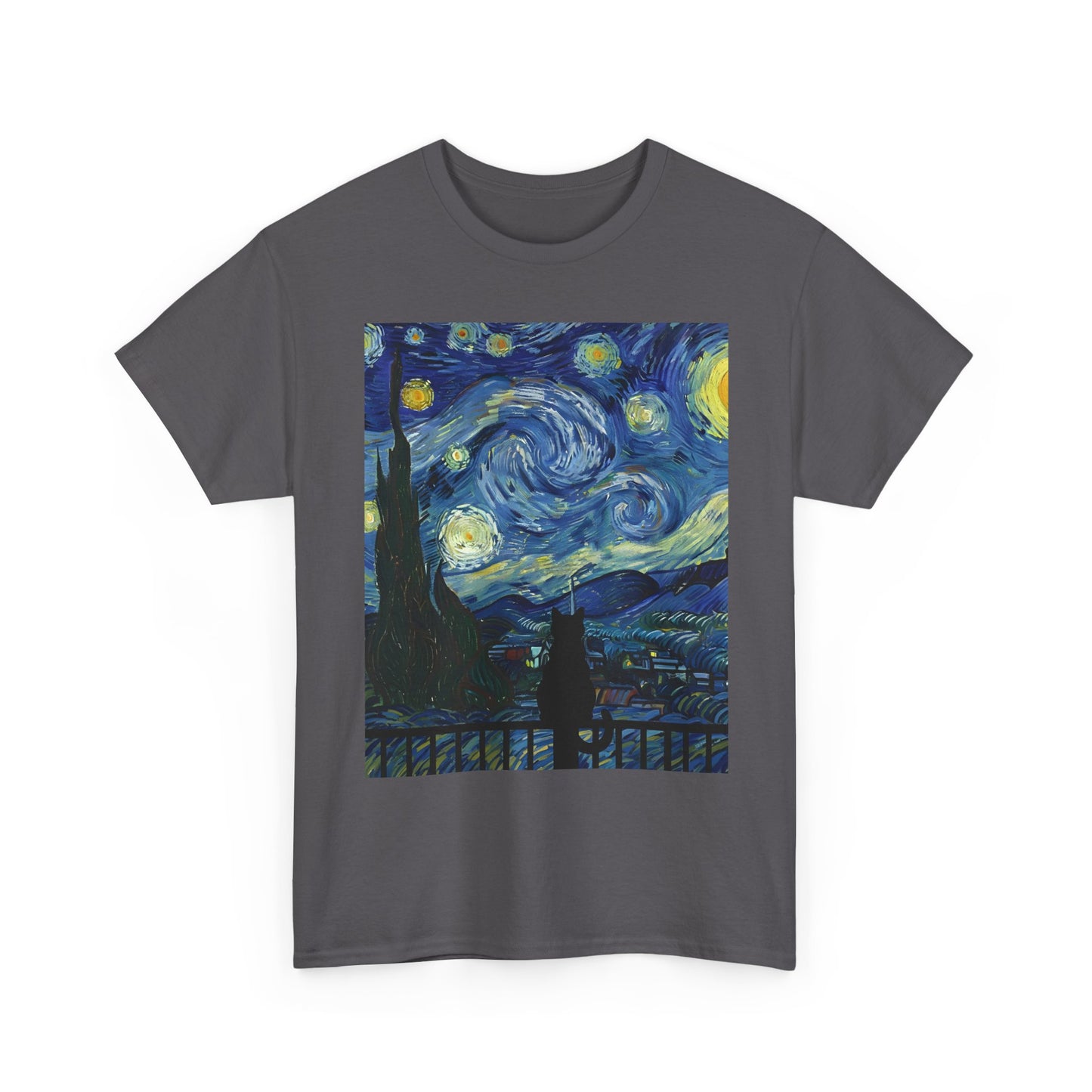 Starry Night Heavy , Artistic , Vintage Art , Casual , Gift For Art Lovers Graphic Tee | Trendy Streetwear T-Shirt | Unisex Cotton Comfort