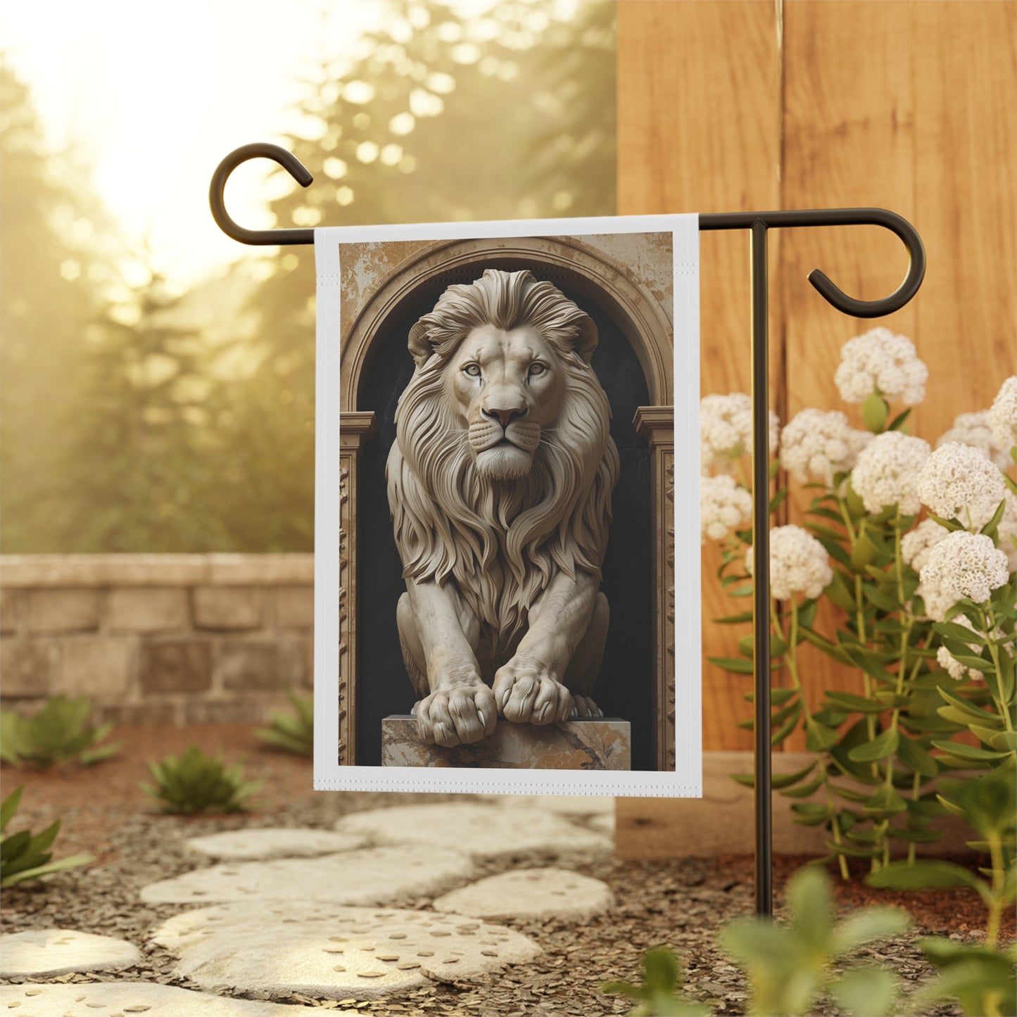 Lion Statue Garden Flag - Regal Outdoor House Banner