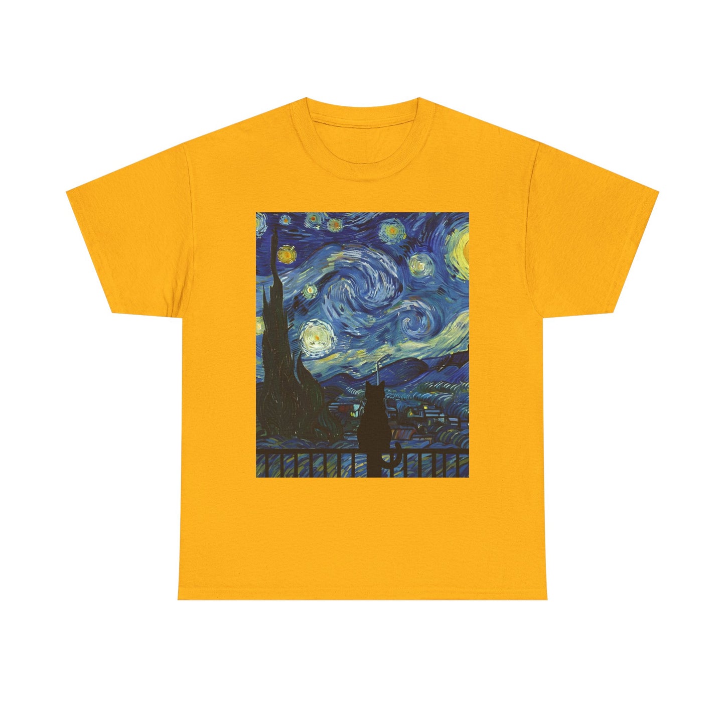 Starry Night Heavy , Artistic , Vintage Art , Casual , Gift For Art Lovers Graphic Tee | Trendy Streetwear T-Shirt | Unisex Cotton Comfort