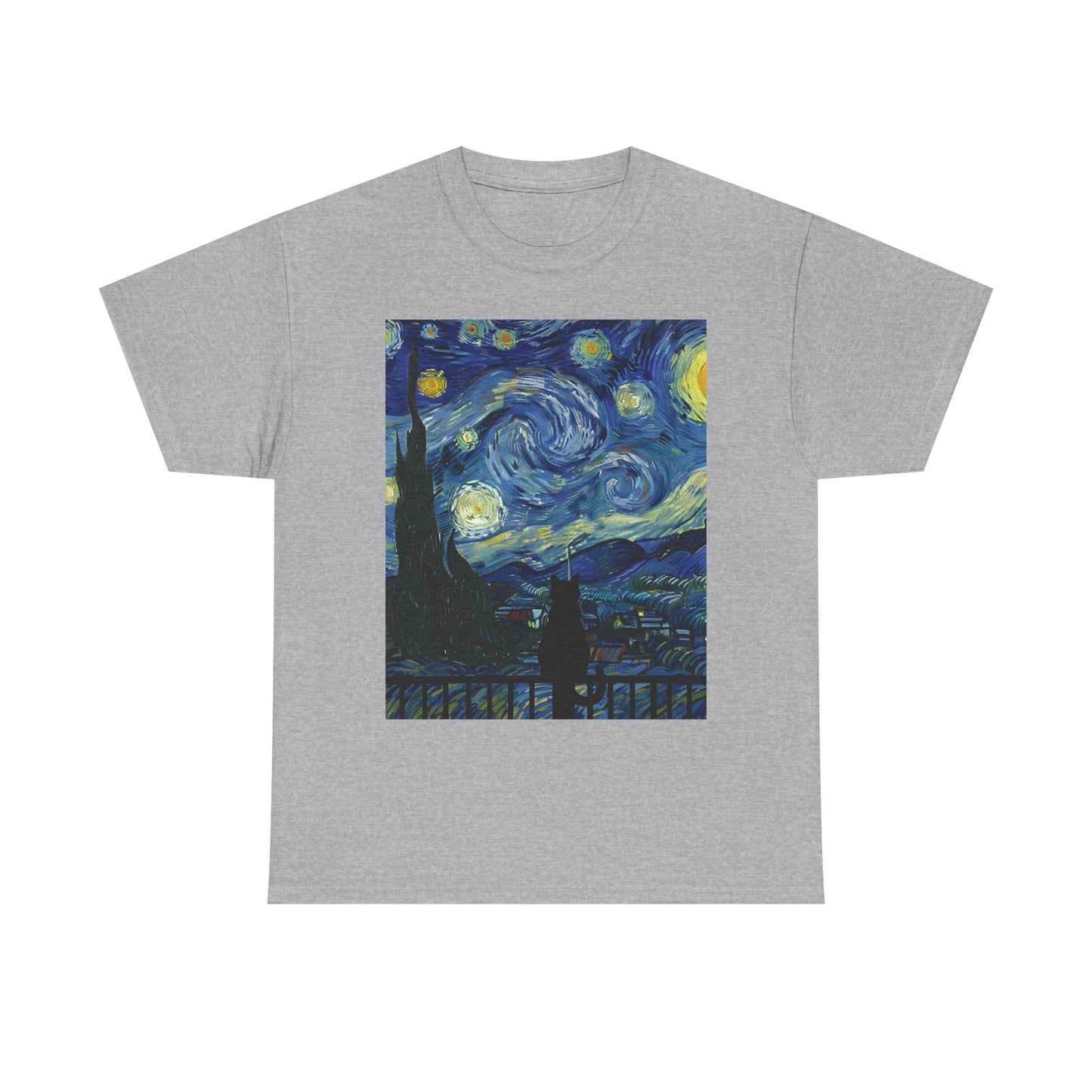 Starry Night Heavy , Artistic , Vintage Art , Casual , Gift For Art Lovers Graphic Tee | Trendy Streetwear T-Shirt | Unisex Cotton Comfort