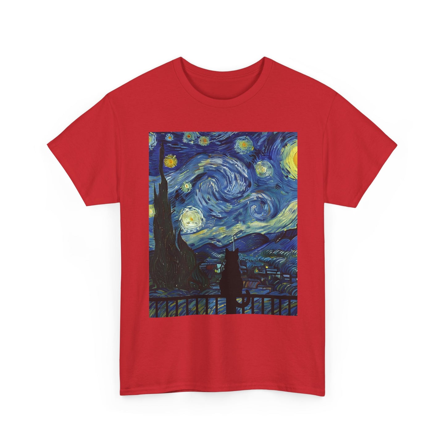 Starry Night Heavy , Artistic , Vintage Art , Casual , Gift For Art Lovers Graphic Tee | Trendy Streetwear T-Shirt | Unisex Cotton Comfort