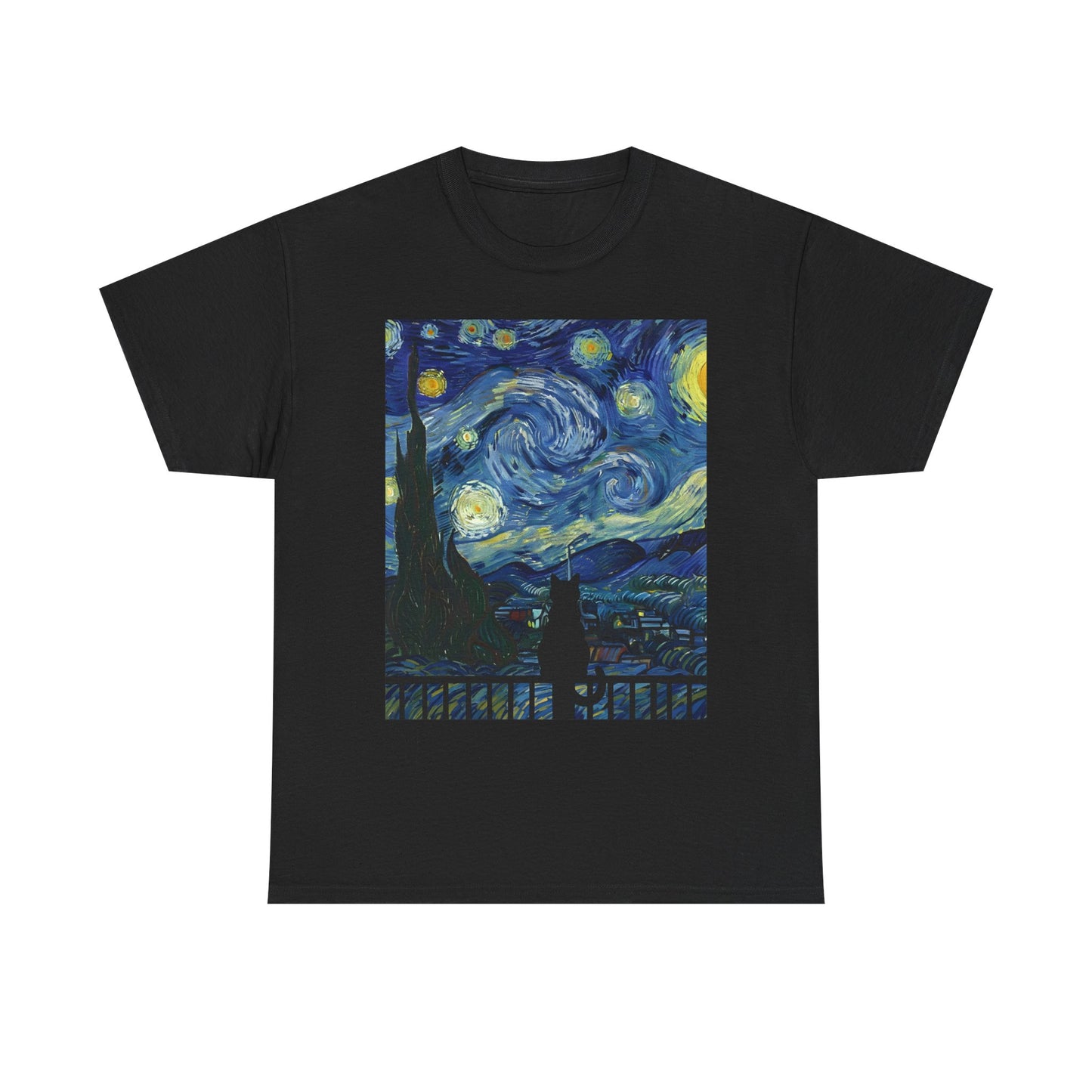 Starry Night Heavy , Artistic , Vintage Art , Casual , Gift For Art Lovers Graphic Tee | Trendy Streetwear T-Shirt | Unisex Cotton Comfort