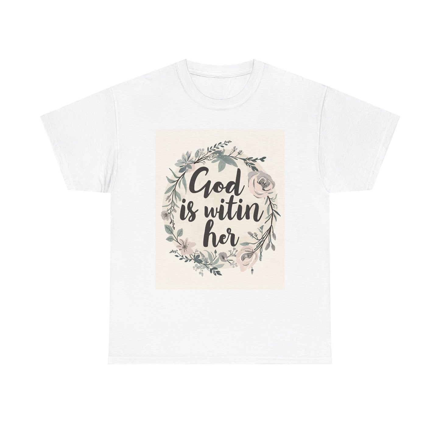 Faith-Inspired Unisex Heavy Cotton Tee - "He is Within Her"