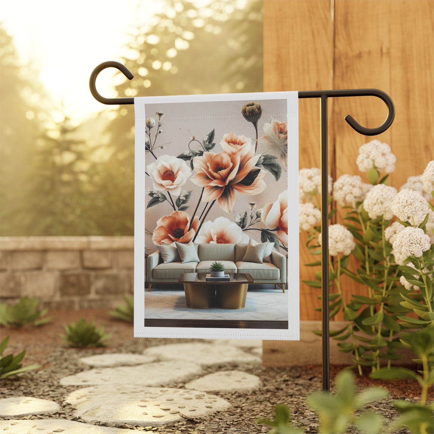 Floral Garden Banner Flag - Peach Rose Home & Garden Decor