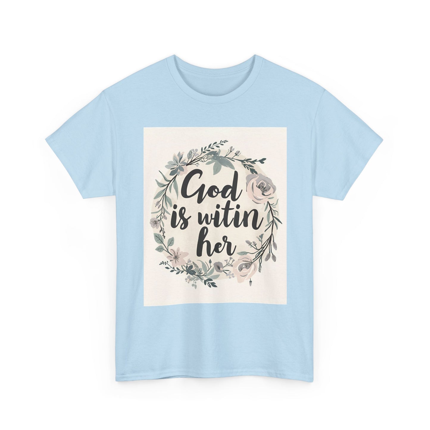 Faith-Inspired Unisex Heavy Cotton Tee - "He is Within Her"