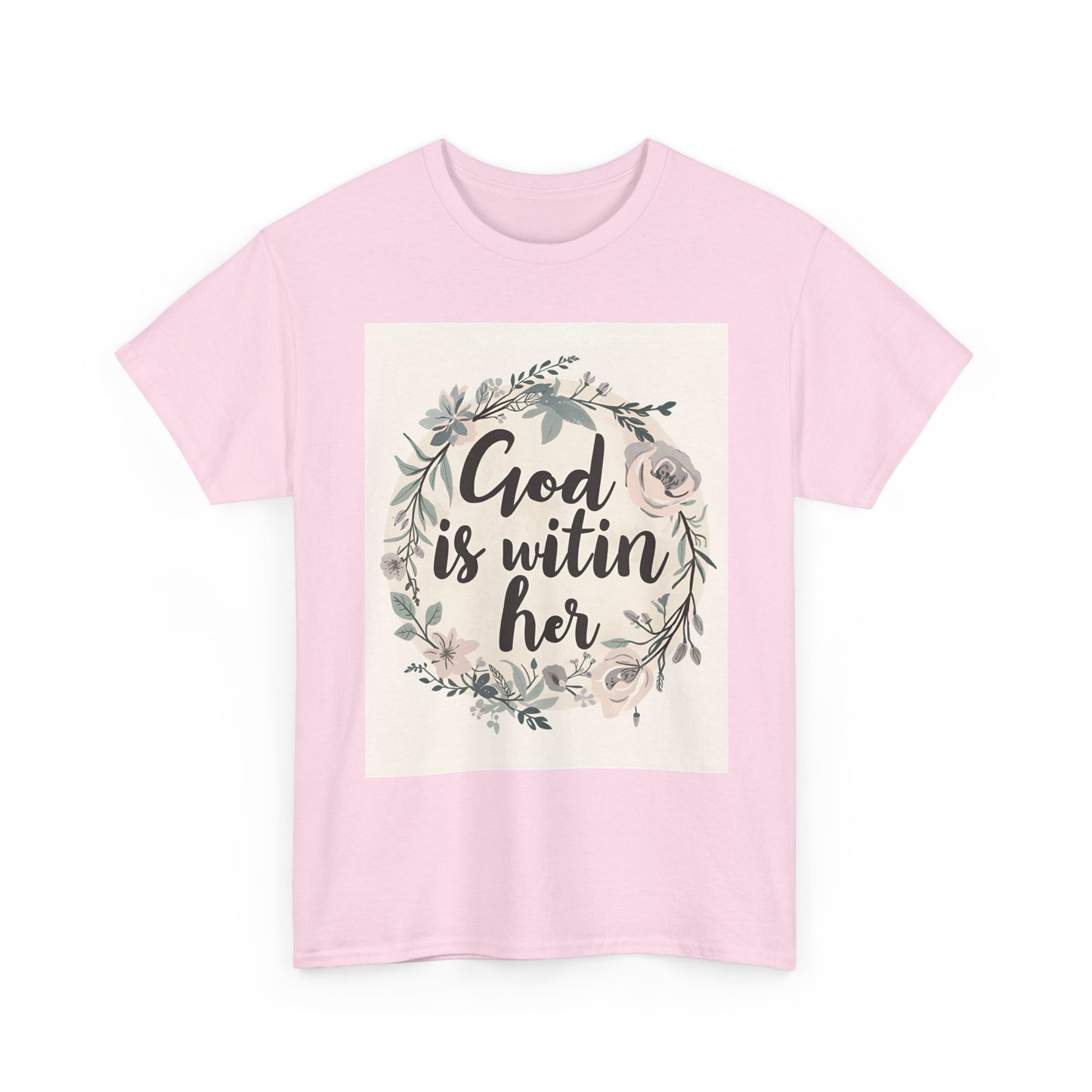 Faith-Inspired Unisex Heavy Cotton Tee - "He is Within Her"