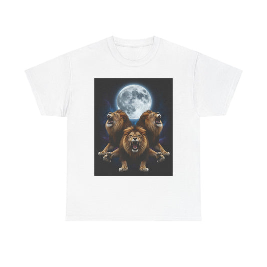 Moonlit Lion Trio , Graphic , Animal Lover Gift, Casual Wear, Birthday Present, Unique Graphic Tee | Trendy Streetwear T-Shirt | Unisex C...