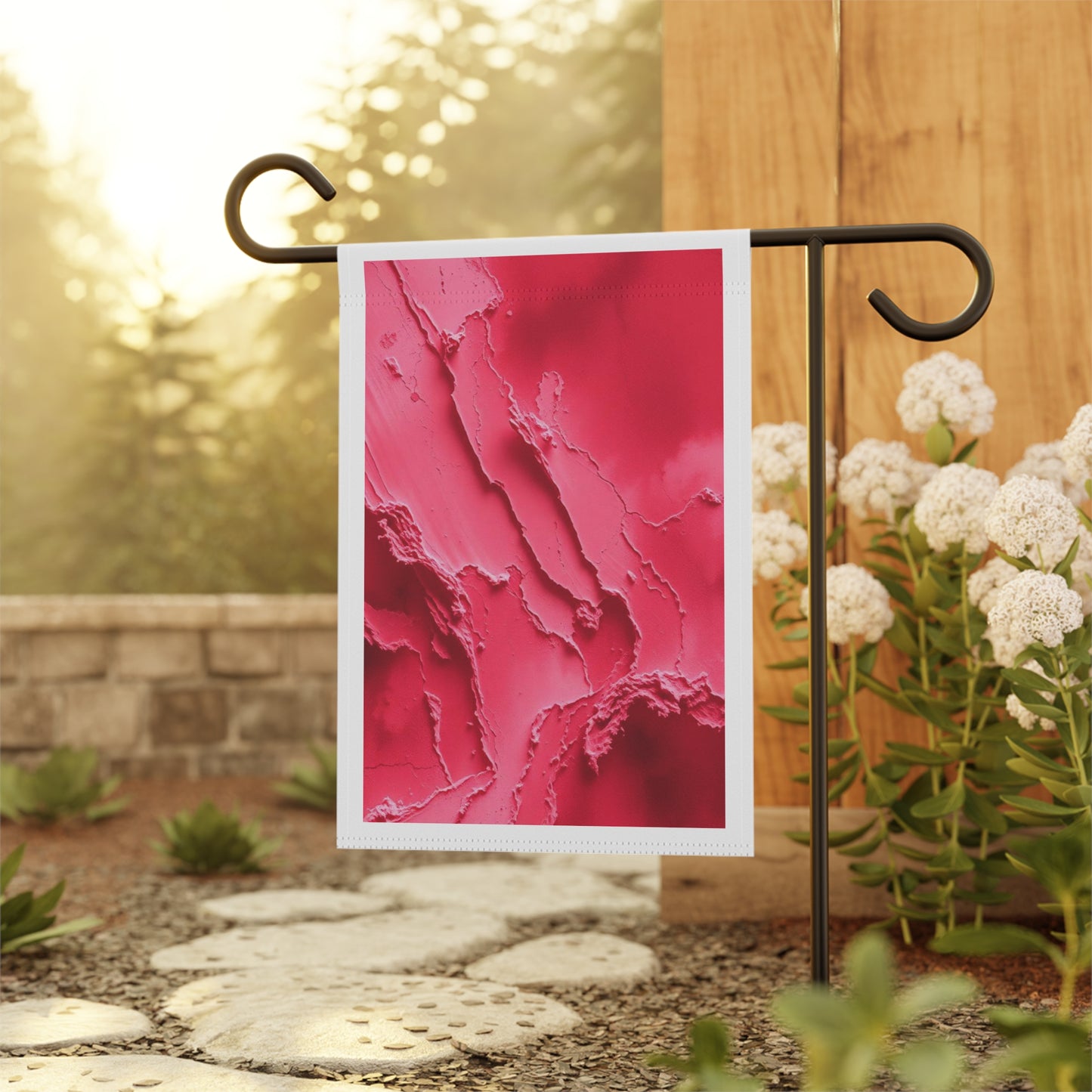 Abstract Pink Marble Garden Flag — Decorative House Banner for Yard & Porch