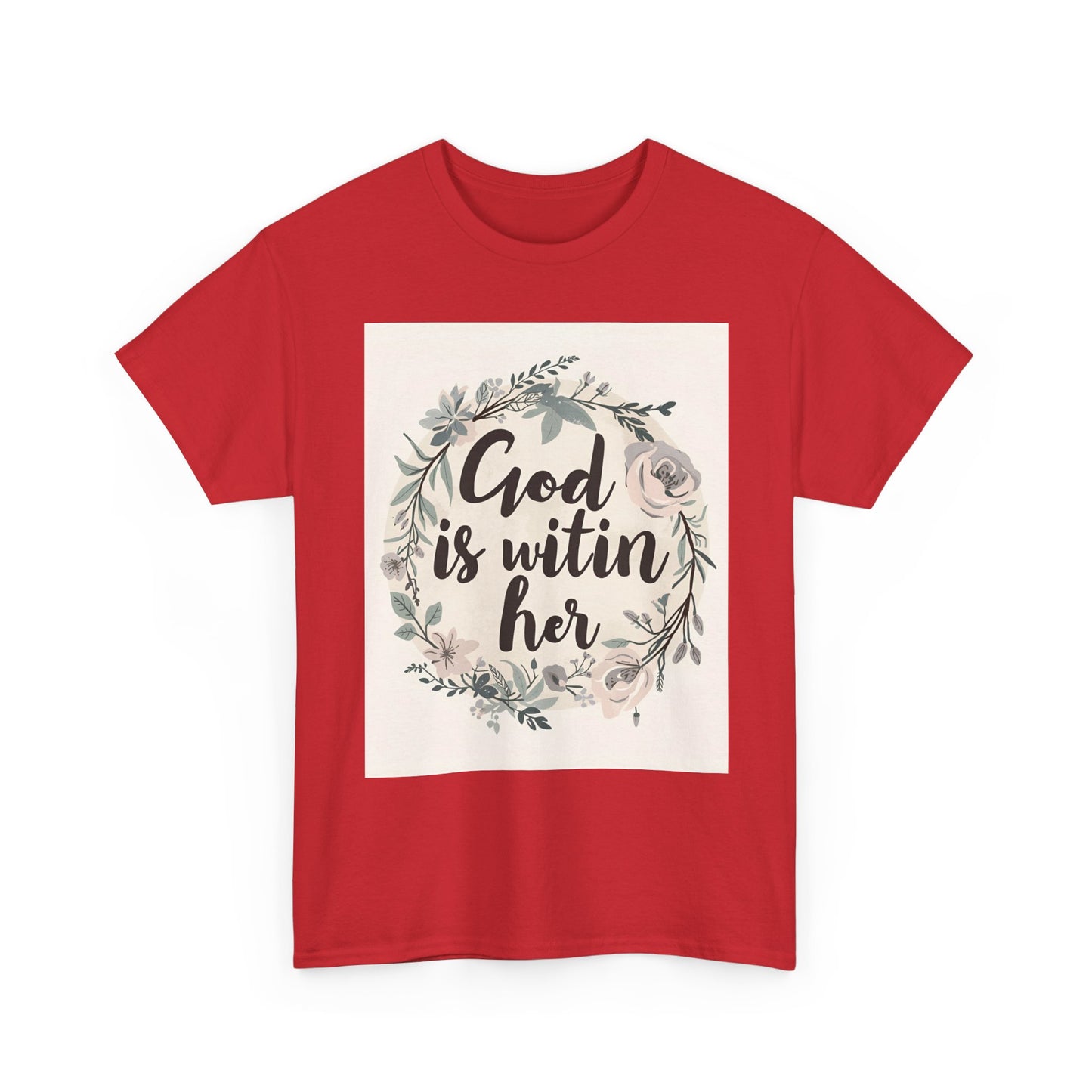 Faith-Inspired Unisex Heavy Cotton Tee - "He is Within Her"