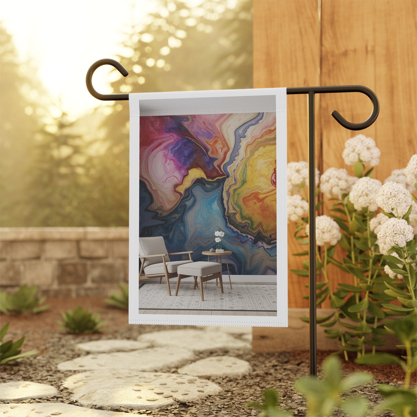 Abstract Colorful Marble Garden Flag — Vibrant Home & Garden Banner