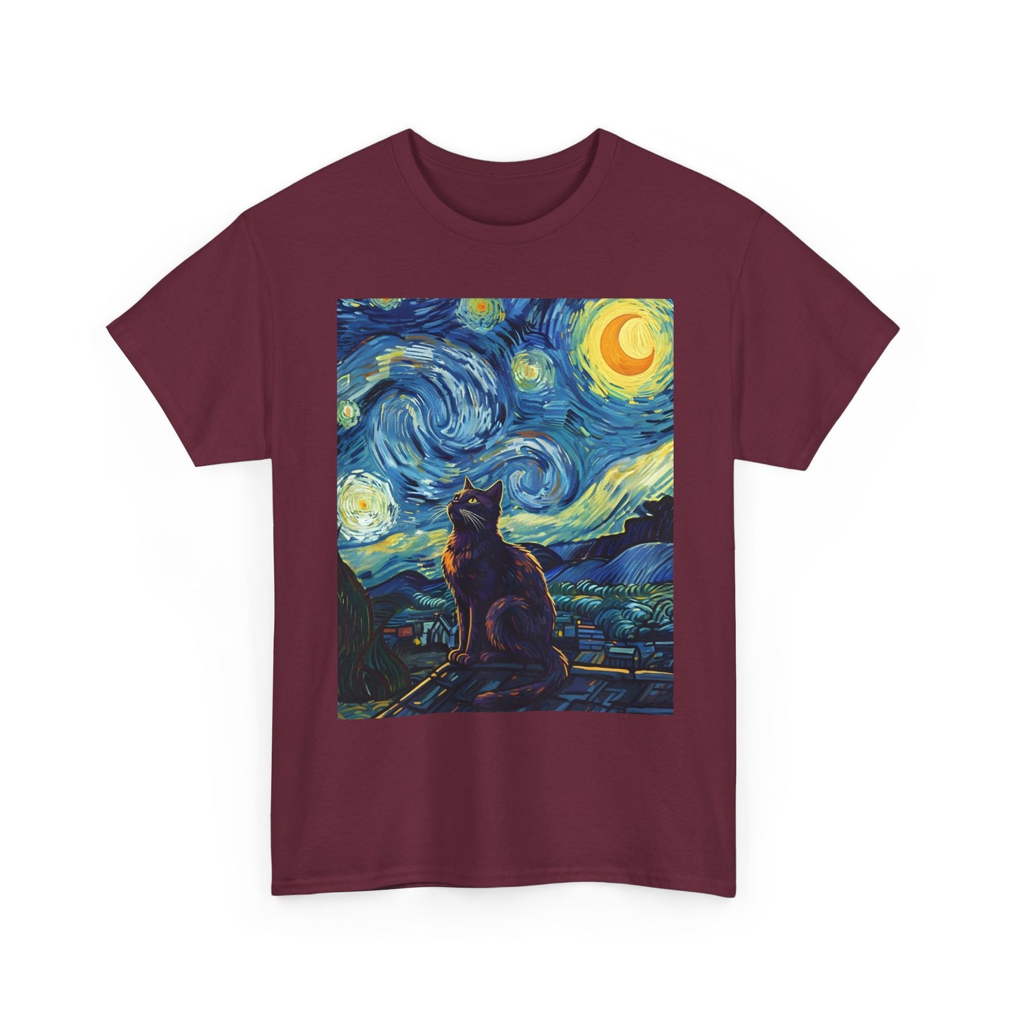 Starry Night Cat , Art , Gift For Cat Lovers, , Unique , Cozy , Perfect For All Occasions Graphic Tee | Trendy Streetwear T-Shirt | Unise...
