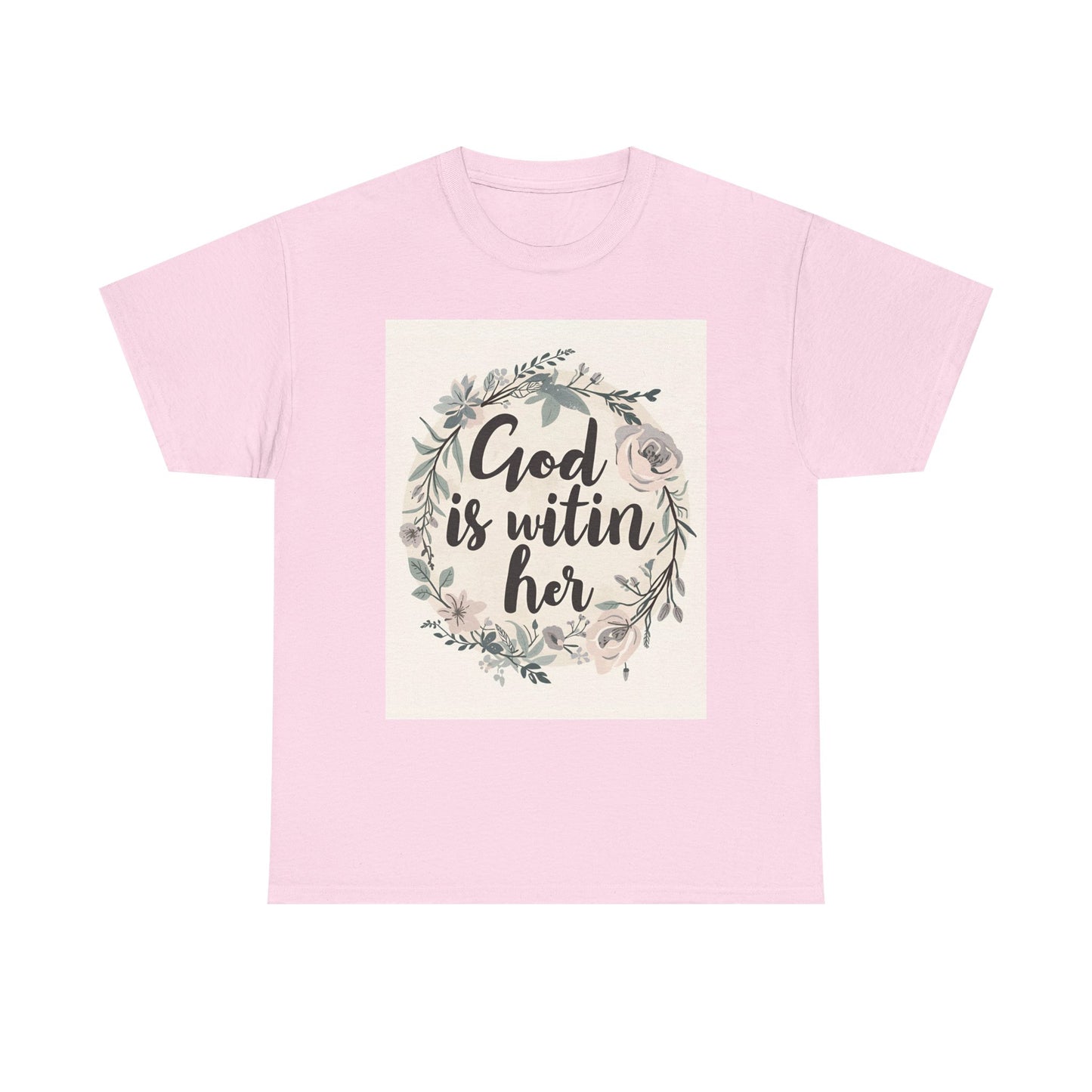 Faith-Inspired Unisex Heavy Cotton Tee - "He is Within Her"