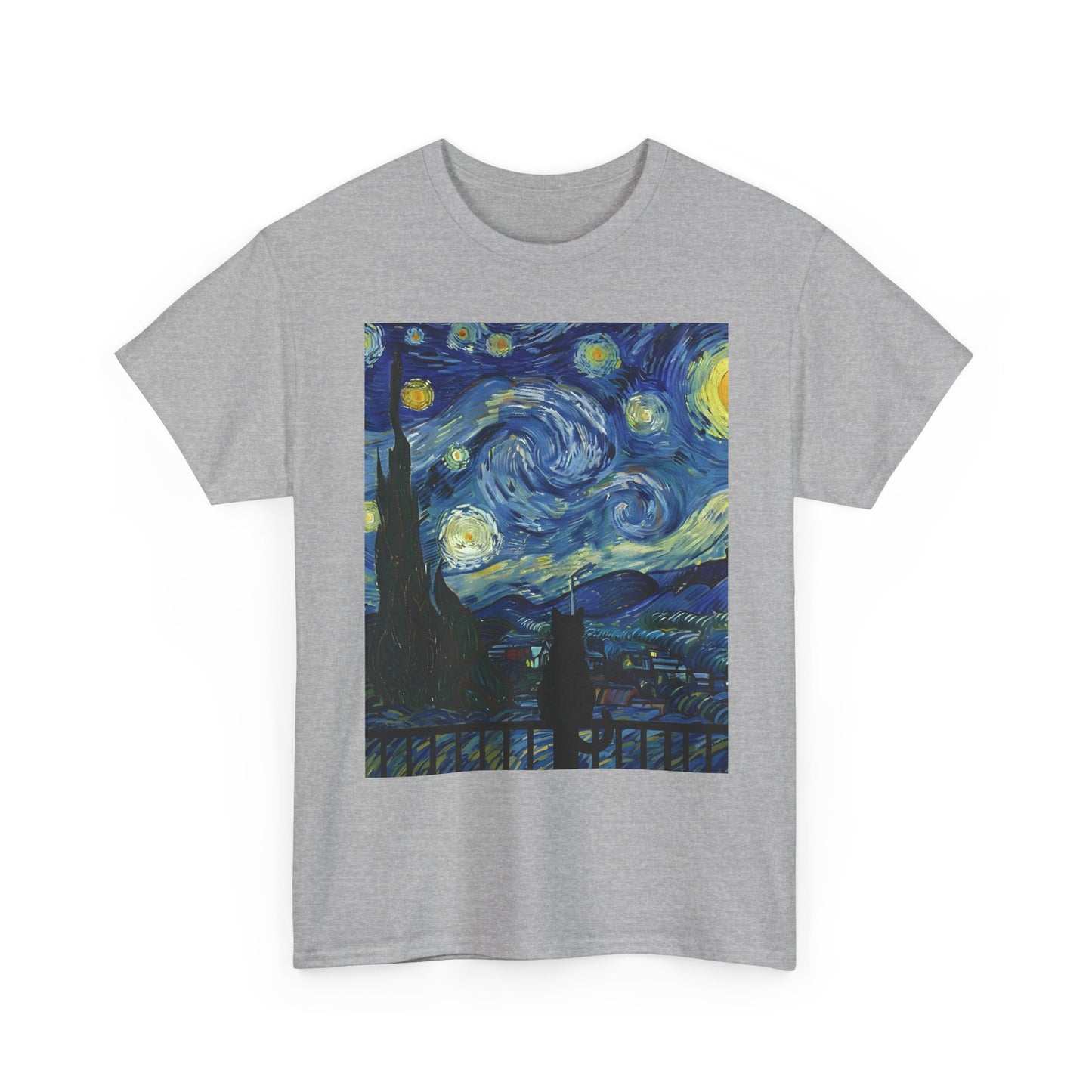 Starry Night Heavy , Artistic , Vintage Art , Casual , Gift For Art Lovers Graphic Tee | Trendy Streetwear T-Shirt | Unisex Cotton Comfort