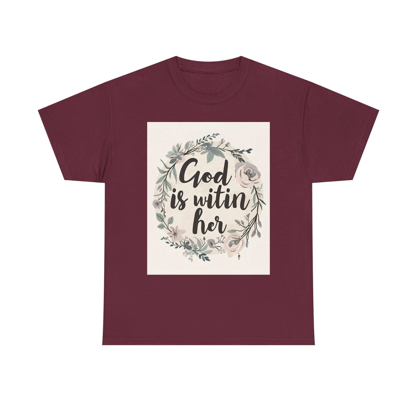 Faith-Inspired Unisex Heavy Cotton Tee - "He is Within Her"
