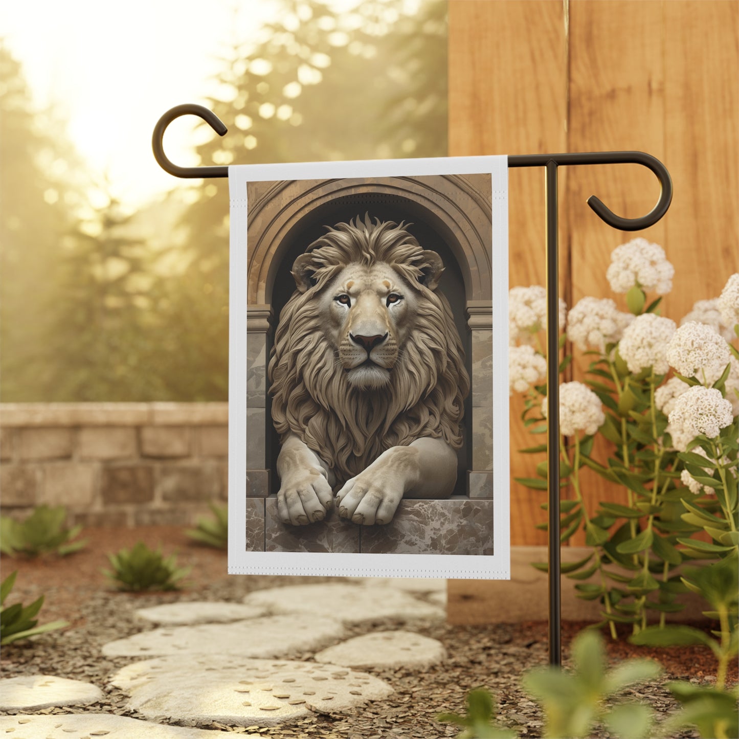 Lion Garden Flag — Regal Stone Arch Outdoor Banner