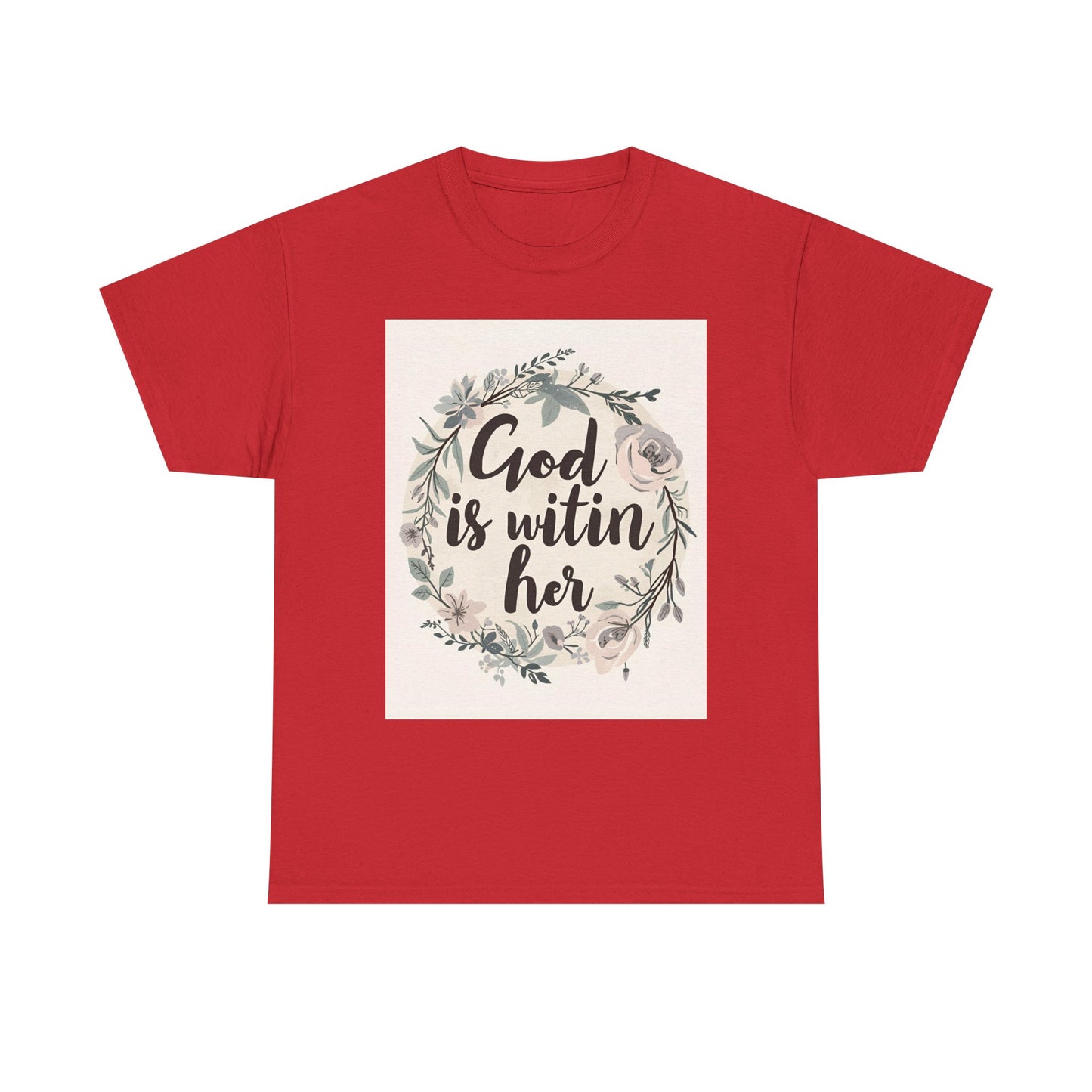 Faith-Inspired Unisex Heavy Cotton Tee - "He is Within Her"