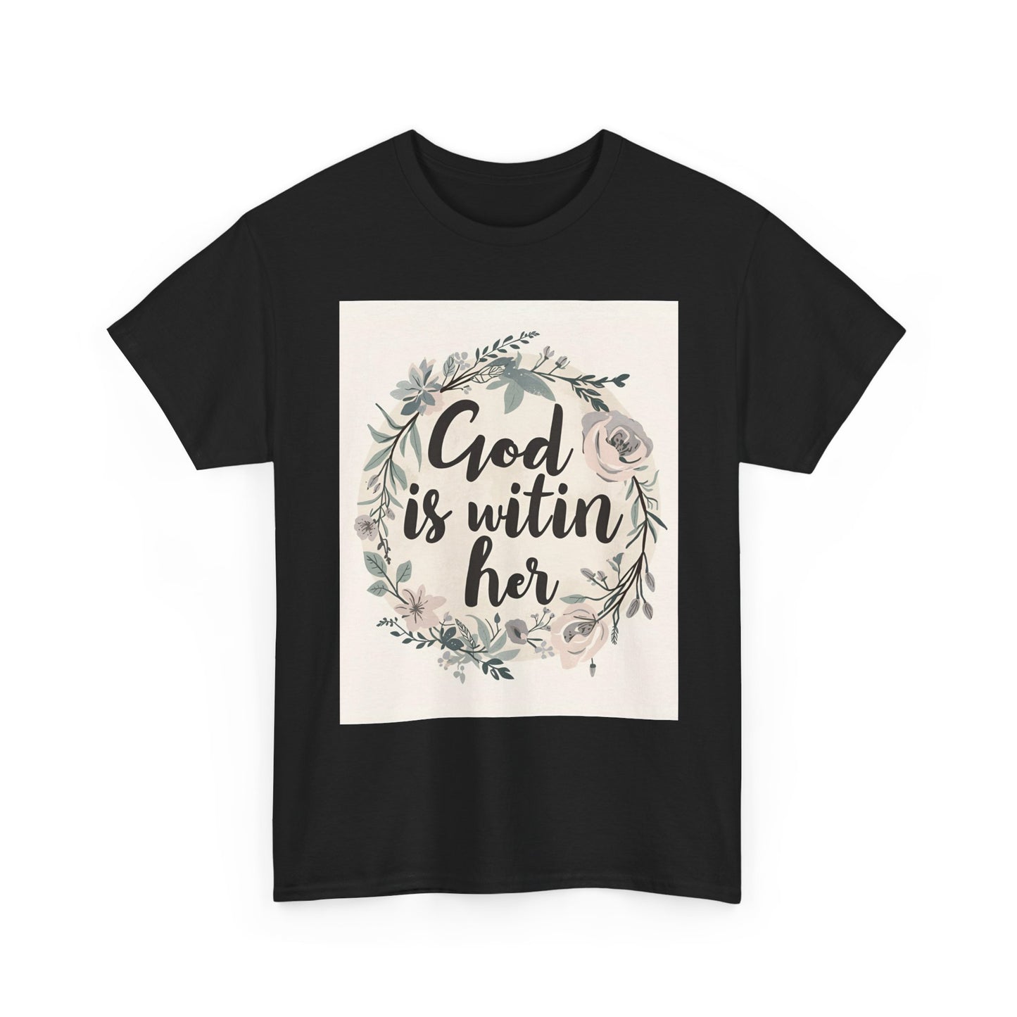 Faith-Inspired Unisex Heavy Cotton Tee - "He is Within Her"