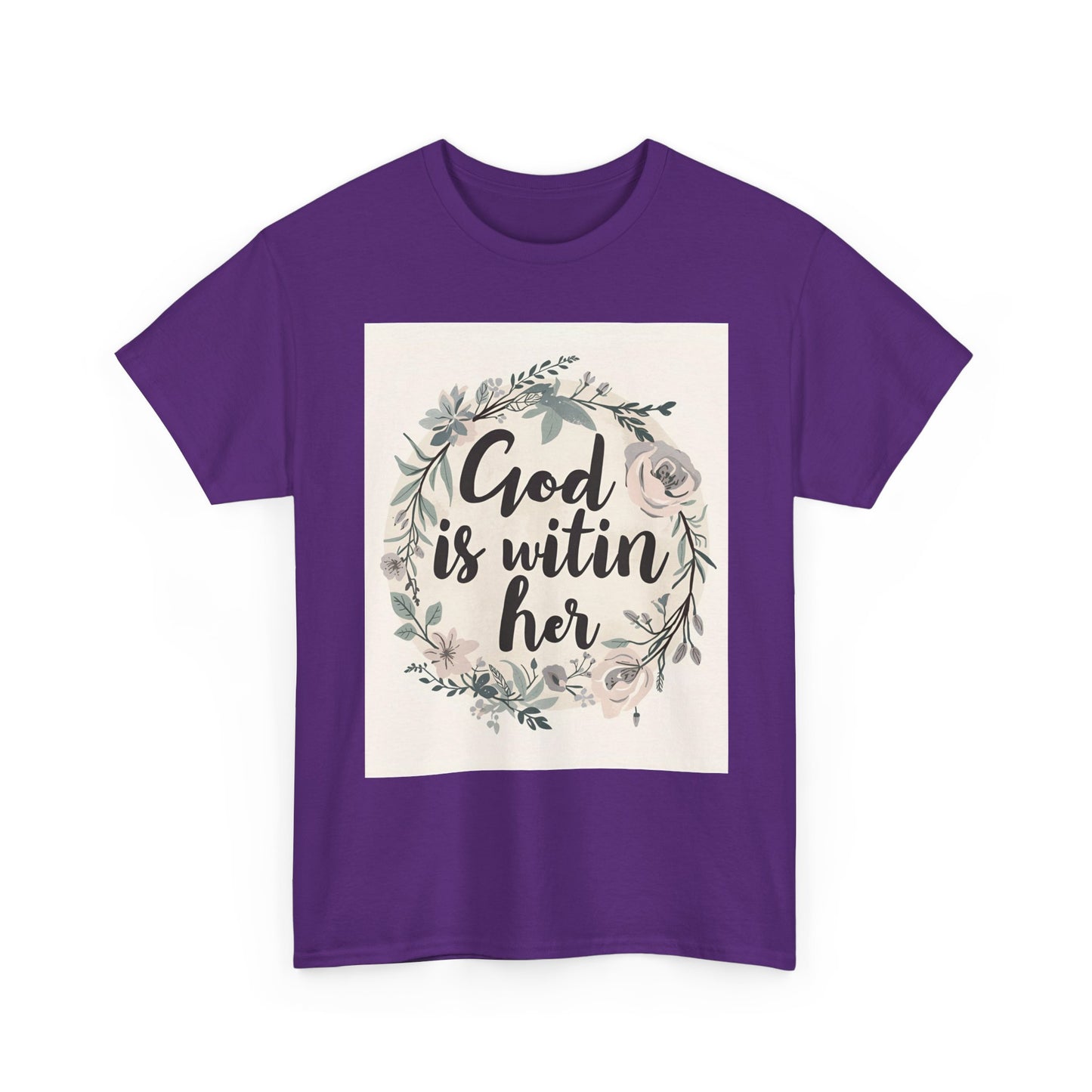 Faith-Inspired Unisex Heavy Cotton Tee - "He is Within Her"