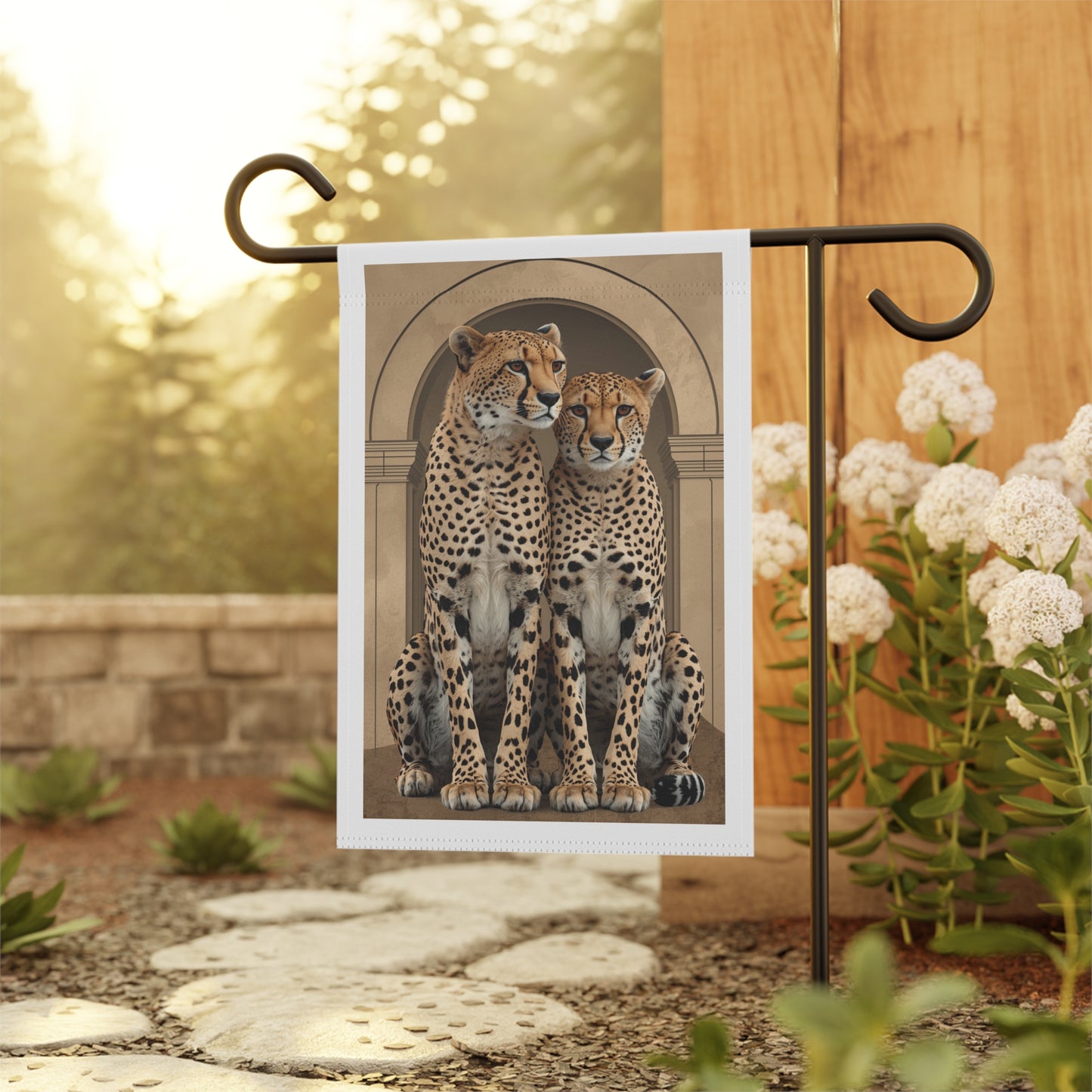 Cheetah Couple Garden Flag - Elegant Wildlife House Banner