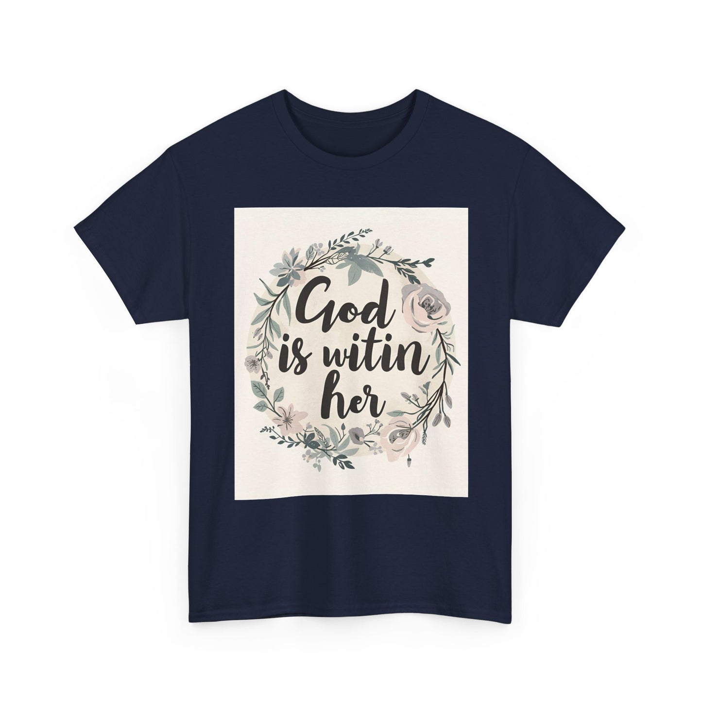 Faith-Inspired Unisex Heavy Cotton Tee - "He is Within Her"