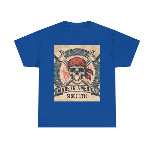 Made In America Skull , Heavy , Pirate Graphic , Vintage Style , Gift For Patriots Graphic Tee | Trendy Streetwear T-Shirt | Unisex Cotto...