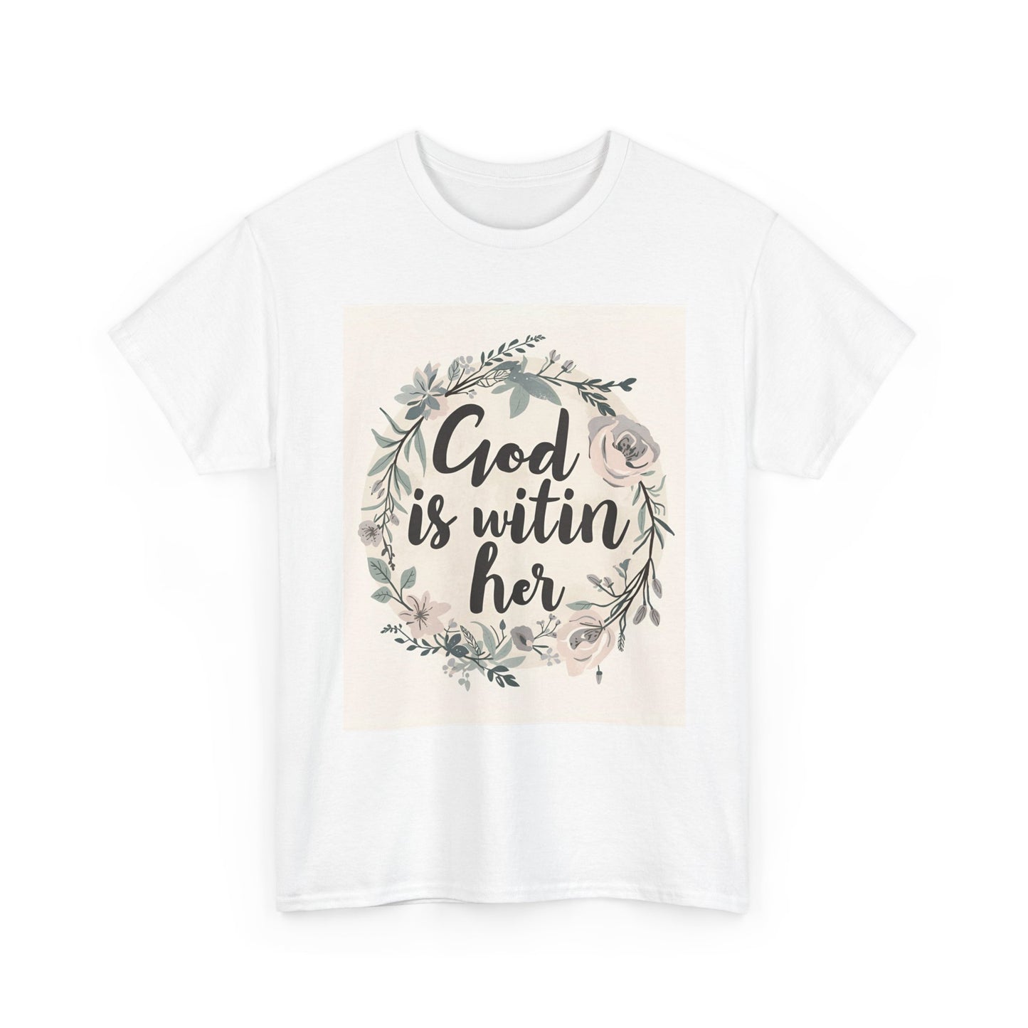 Faith-Inspired Unisex Heavy Cotton Tee - "He is Within Her"