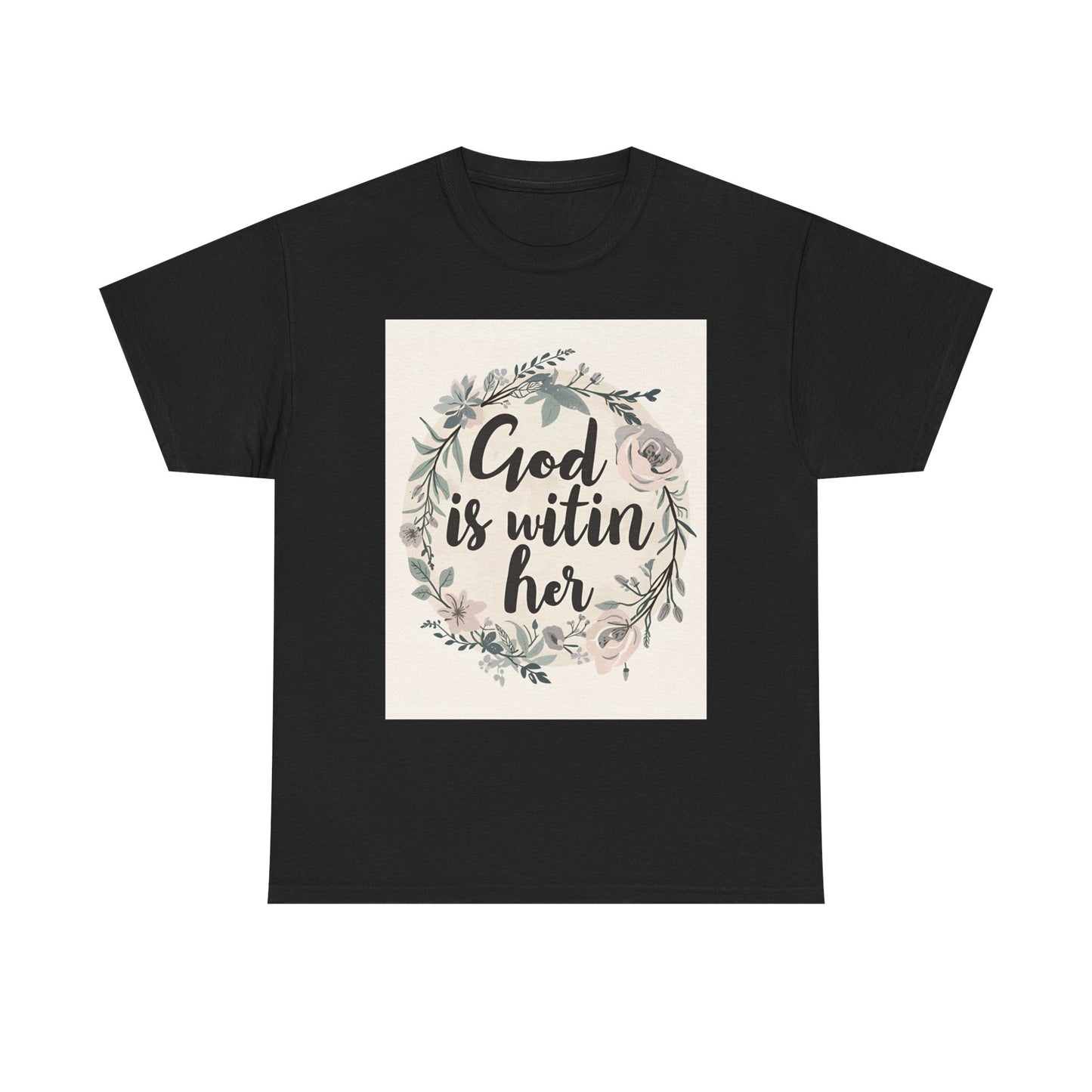 Faith-Inspired Unisex Heavy Cotton Tee - "He is Within Her"