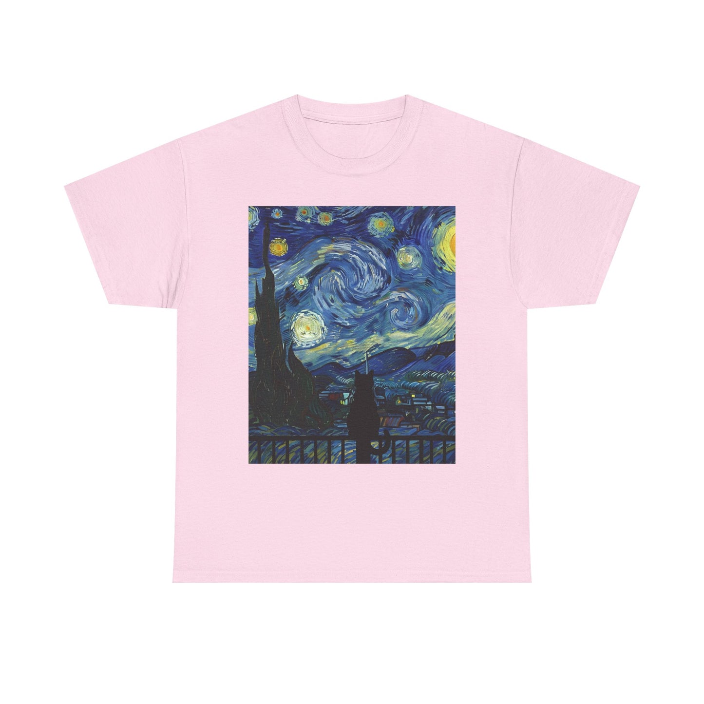 Starry Night Heavy , Artistic , Vintage Art , Casual , Gift For Art Lovers Graphic Tee | Trendy Streetwear T-Shirt | Unisex Cotton Comfort
