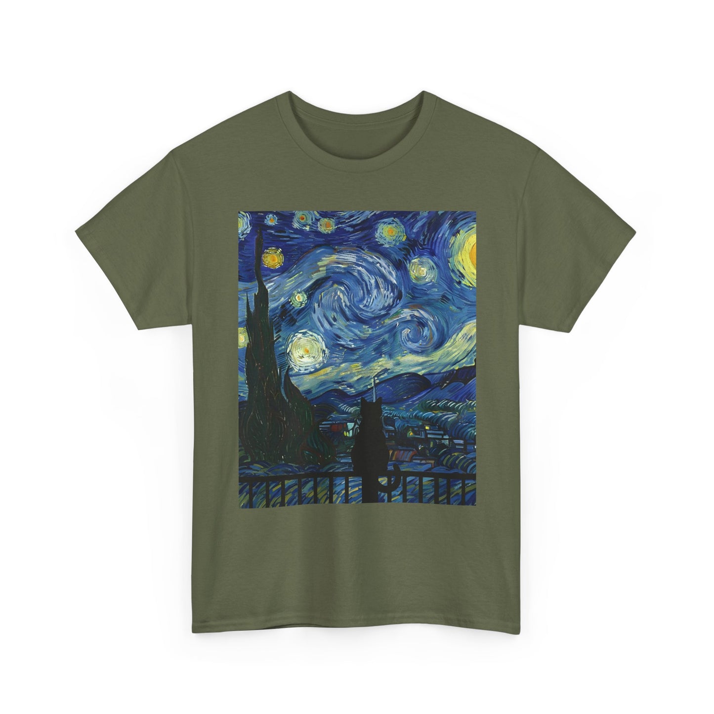 Starry Night Heavy , Artistic , Vintage Art , Casual , Gift For Art Lovers Graphic Tee | Trendy Streetwear T-Shirt | Unisex Cotton Comfort