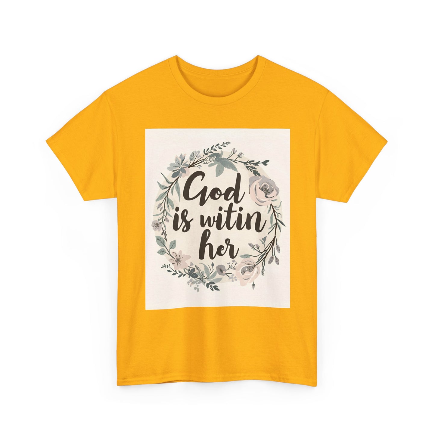 Faith-Inspired Unisex Heavy Cotton Tee - "He is Within Her"