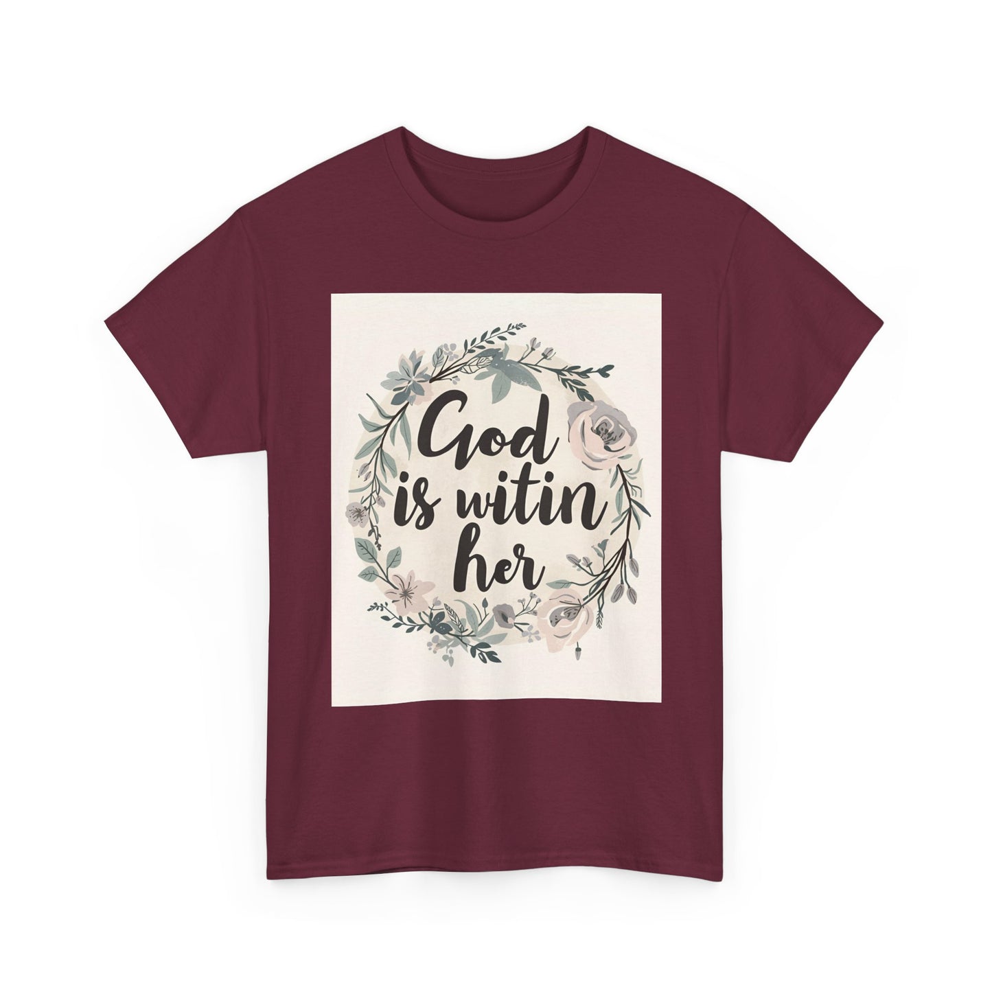 Faith-Inspired Unisex Heavy Cotton Tee - "He is Within Her"