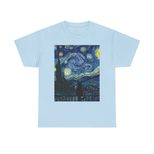 Starry Night Heavy , Artistic , Vintage Art , Casual , Gift For Art Lovers Graphic Tee | Trendy Streetwear T-Shirt | Unisex Cotton Comfort
