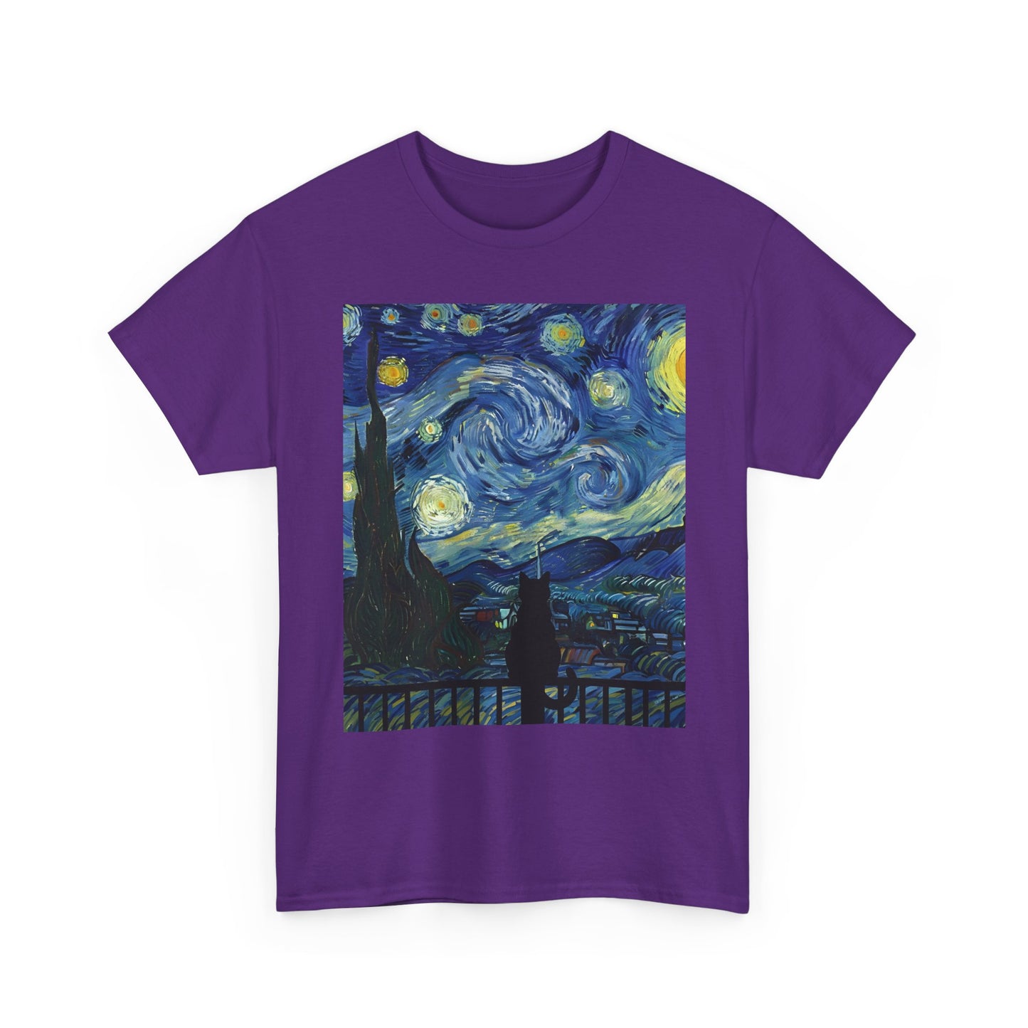 Starry Night Heavy , Artistic , Vintage Art , Casual , Gift For Art Lovers Graphic Tee | Trendy Streetwear T-Shirt | Unisex Cotton Comfort
