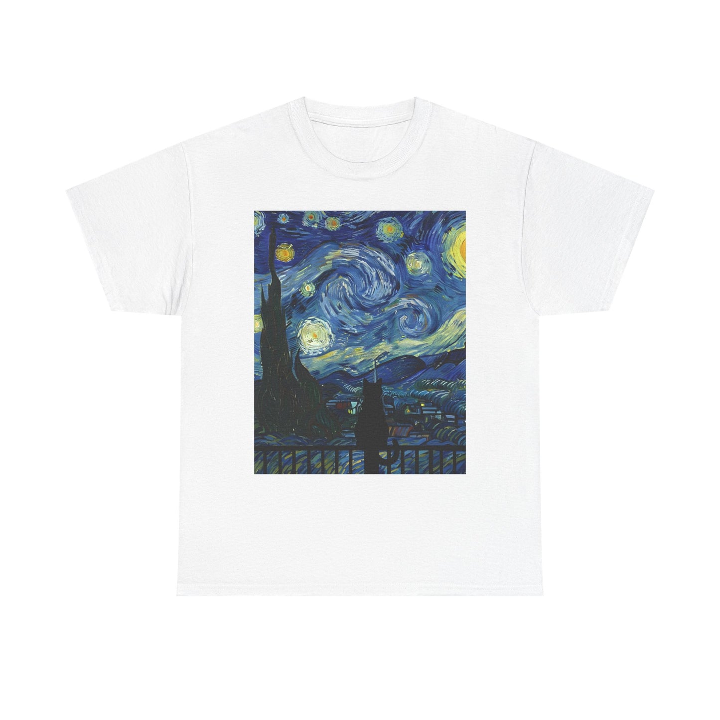 Starry Night Heavy , Artistic , Vintage Art , Casual , Gift For Art Lovers Graphic Tee | Trendy Streetwear T-Shirt | Unisex Cotton Comfort
