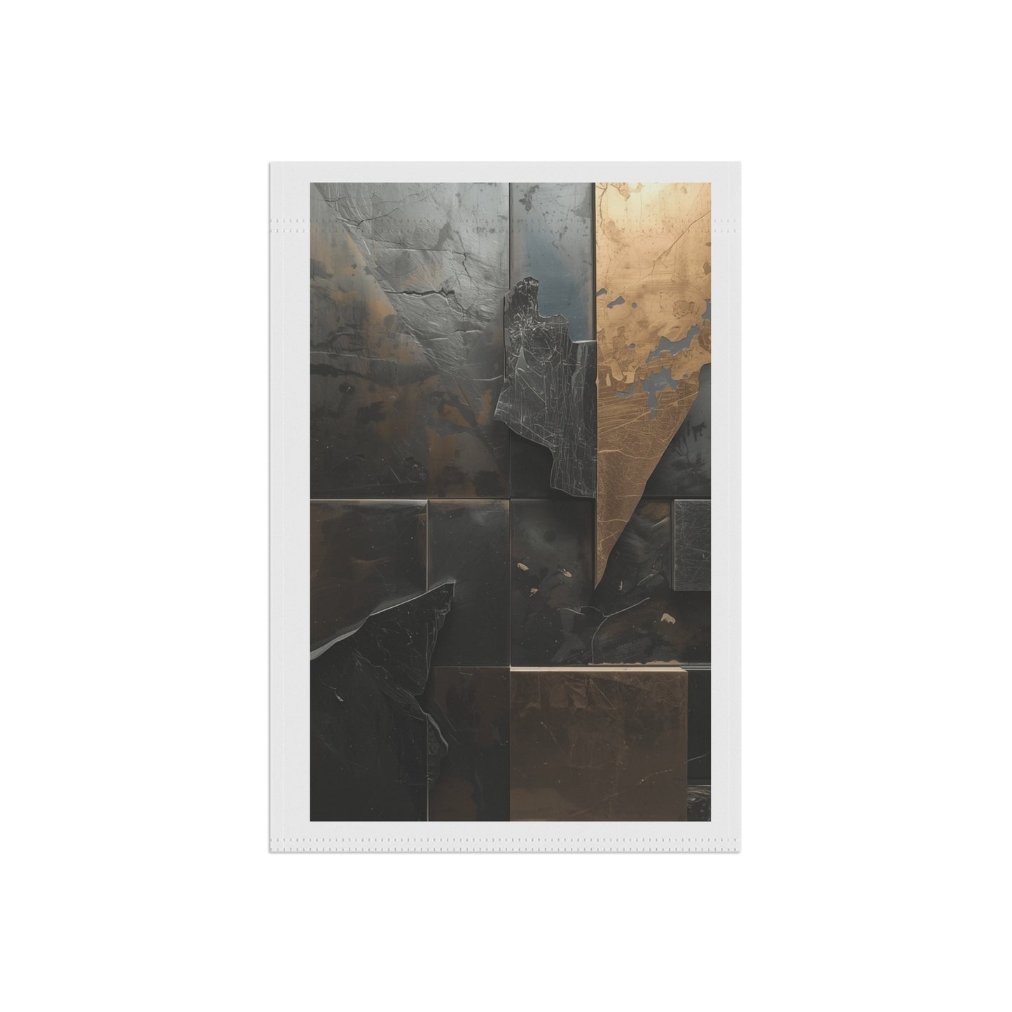 Metallic Abstract Garden Flag — Modern Bronze & Slate Decorative Yard Banner