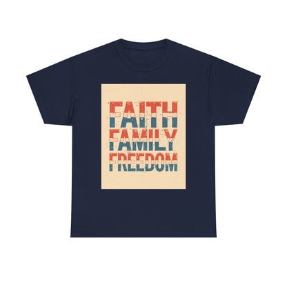 Heavy Faith, Family, Freedom , Patriotic , Gift For Families, Everyday Wear, Summer Style Graphic Tee | Trendy Streetwear T-Shirt | Unise...