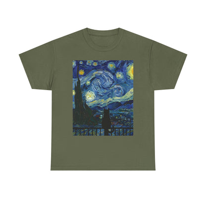Starry Night Heavy , Artistic , Vintage Art , Casual , Gift For Art Lovers Graphic Tee | Trendy Streetwear T-Shirt | Unisex Cotton Comfort