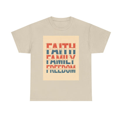 Heavy Faith, Family, Freedom , Patriotic , Gift For Families, Everyday Wear, Summer Style Graphic Tee | Trendy Streetwear T-Shirt | Unise...