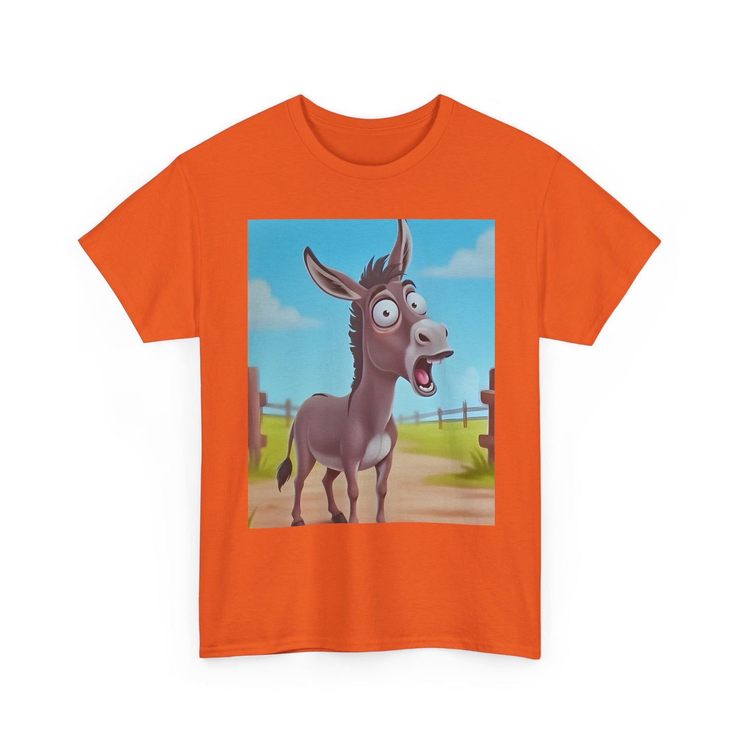 Funny Shocked Donkey Hilarious Cartoon Farm Animal Meme Graphic Tee | Trendy Streetwear T-Shirt | Unisex Cotton Comfort