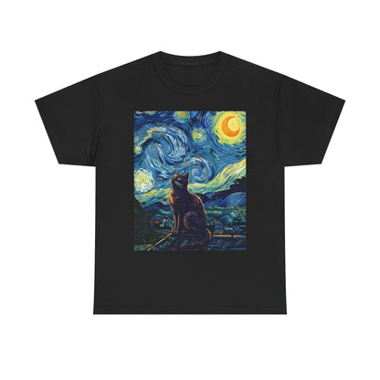 Starry Night Cat , Art , Gift For Cat Lovers, , Unique , Cozy , Perfect For All Occasions Graphic Tee | Trendy Streetwear T-Shirt | Unise...