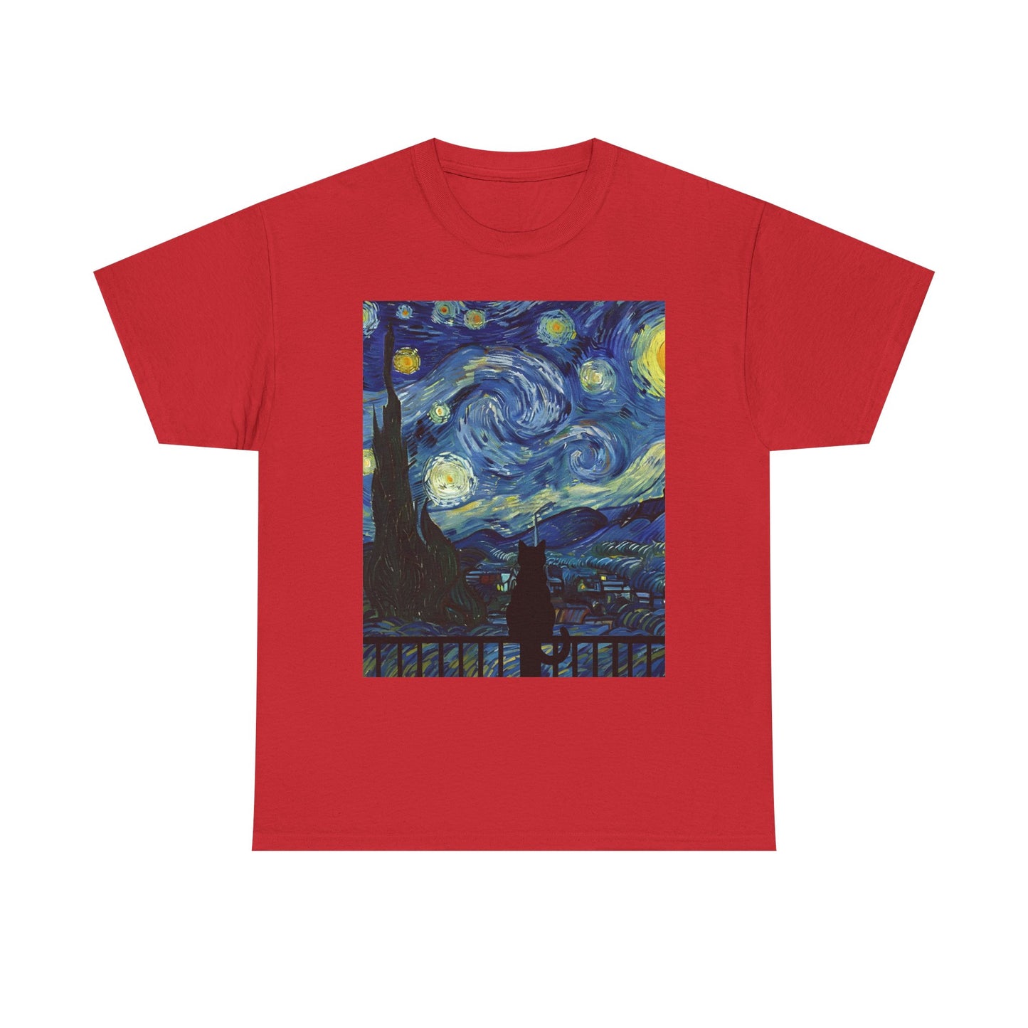 Starry Night Heavy , Artistic , Vintage Art , Casual , Gift For Art Lovers Graphic Tee | Trendy Streetwear T-Shirt | Unisex Cotton Comfort