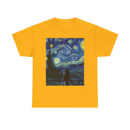 Starry Night Heavy , Artistic , Vintage Art , Casual , Gift For Art Lovers Graphic Tee | Trendy Streetwear T-Shirt | Unisex Cotton Comfort