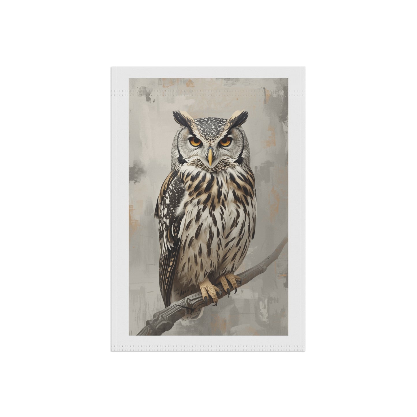 Owl Garden Flag - Realistic Perched Owl Outdoor Banner