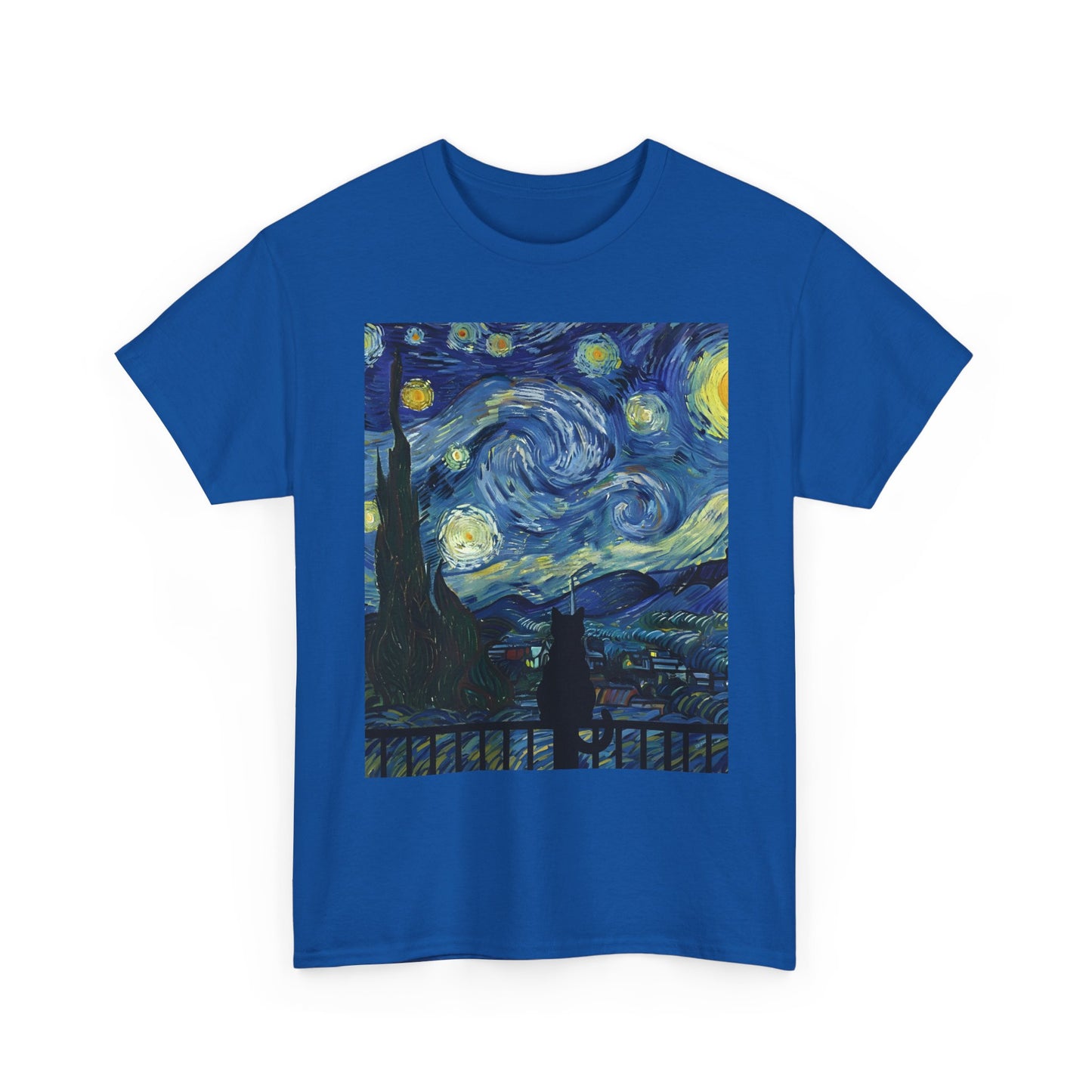 Starry Night Heavy , Artistic , Vintage Art , Casual , Gift For Art Lovers Graphic Tee | Trendy Streetwear T-Shirt | Unisex Cotton Comfort
