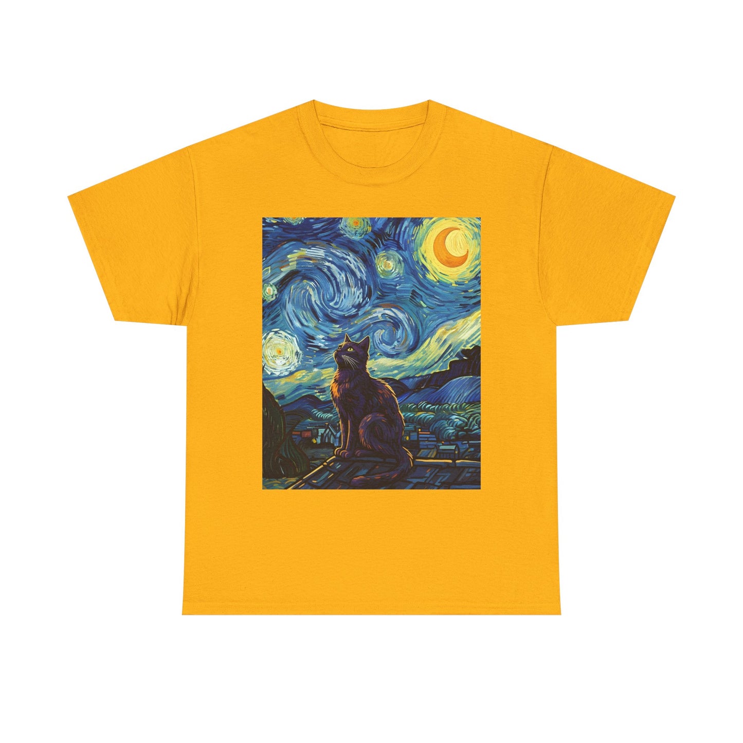 Starry Night Cat , Art , Gift For Cat Lovers, , Unique , Cozy , Perfect For All Occasions Graphic Tee | Trendy Streetwear T-Shirt | Unise...