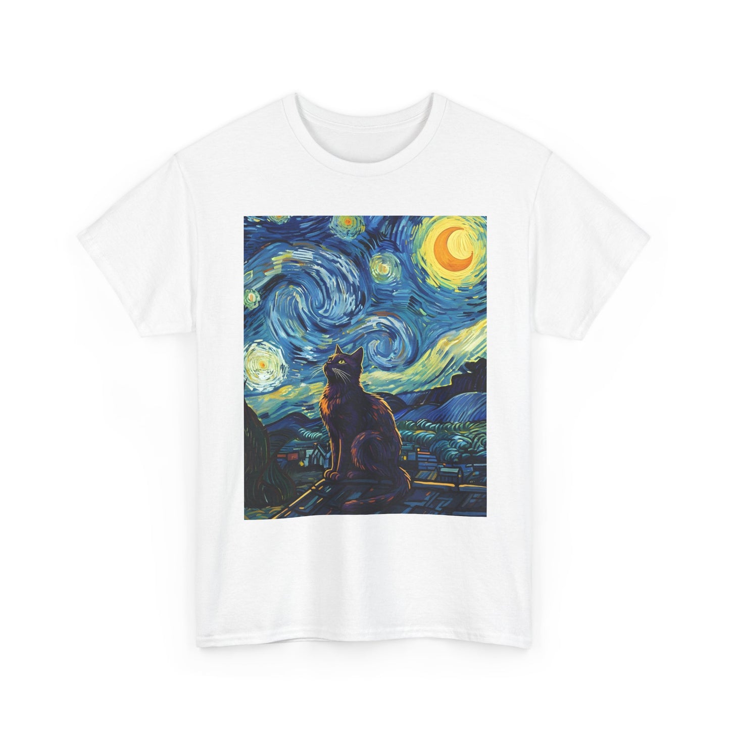 Starry Night Cat , Art , Gift For Cat Lovers, , Unique , Cozy , Perfect For All Occasions Graphic Tee | Trendy Streetwear T-Shirt | Unise...