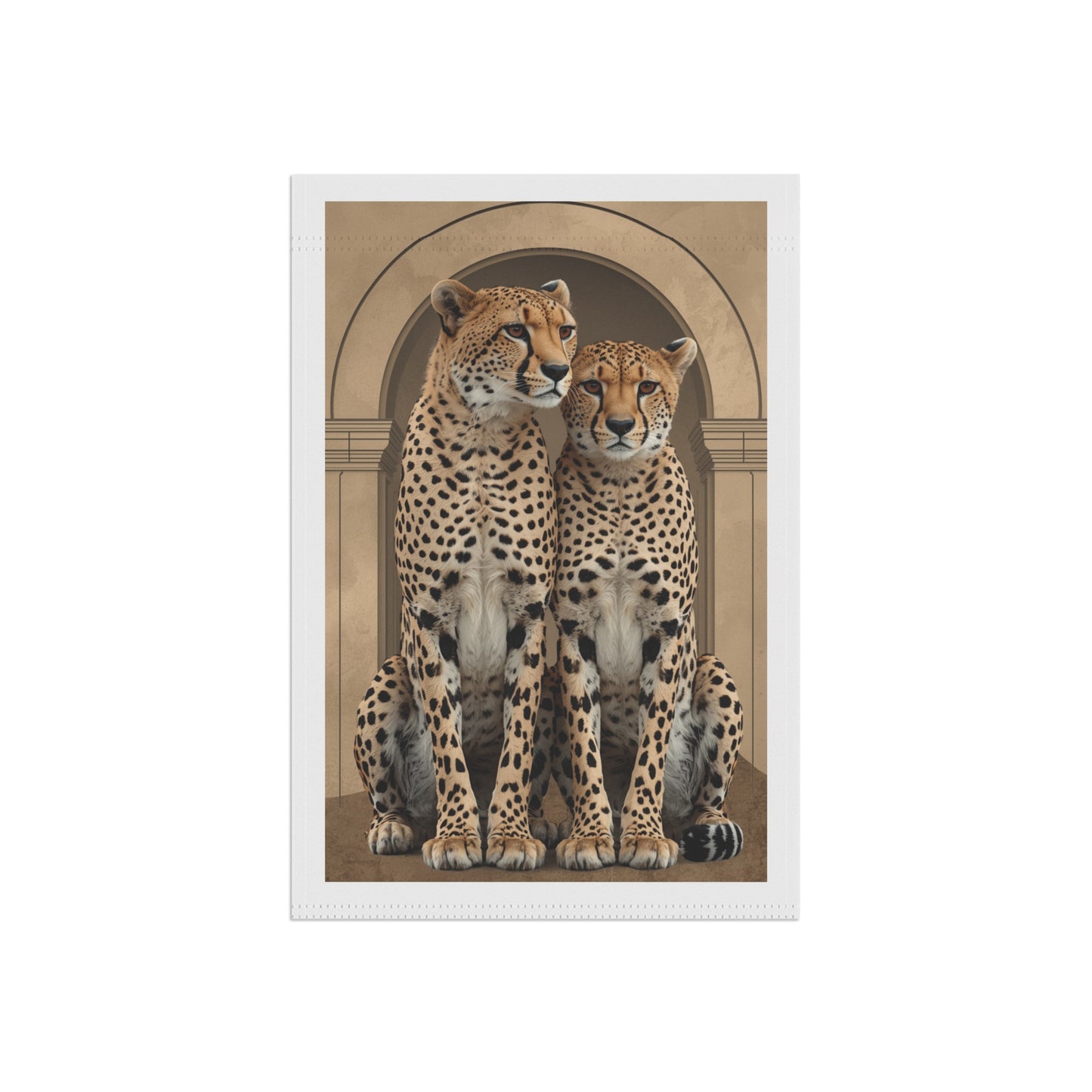 Cheetah Couple Garden Flag - Elegant Wildlife House Banner