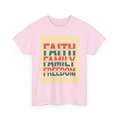 Heavy Faith, Family, Freedom , Patriotic , Gift For Families, Everyday Wear, Summer Style Graphic Tee | Trendy Streetwear T-Shirt | Unise...